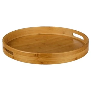 Tablett aus Bambus, Serviertablett, Holztablett, rund, 40 cm - Bild 1 von 1