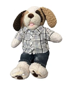 Camisa de mezclilla Build A Bear de colección marrón manchadas cachorro perro cachorro 16"" felpa BABW - Imagen 1 de 5