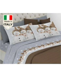 Completo lenzuola letto made in Italy con pupazzo di neve prodotto italiano - Foto 1 di 4