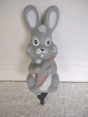 Vintage Art Line Rabbit Blow Mold 13” Carrot Gray Model 6006 Yard Decor Stake - Image 1 of 4