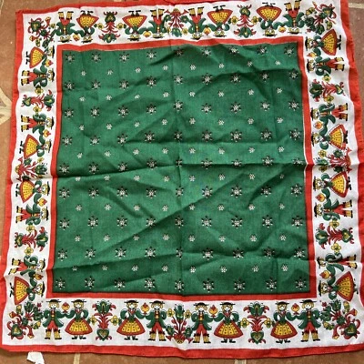 Vintage Folkloric Scarf Square Rayon Cotton Made In Italy 19x19 - Image 1 of 3