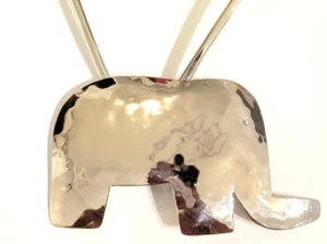 1990s Vintage Silver Elephant Cuff Statement Necklace, Huge Hammered sn01-17 - Picture 1 of 7