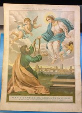 Cromolito Maria Santissima Assunta in Cielo Madonna Sacro Cingolo Prato 1895 XL