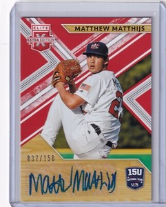 Matthew Matthijs 2020 Panini Elite Extra Edition Red Auto 15U-MM, 037/150