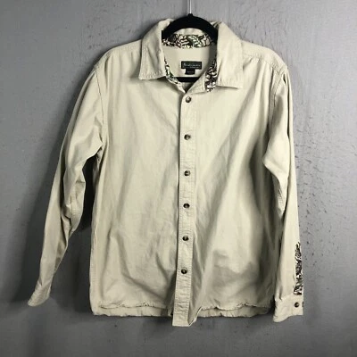 Bush Country Shirt Mens Large Tan Green Twill Camo Trim Work Hunting Ranch - Image 1 of 4