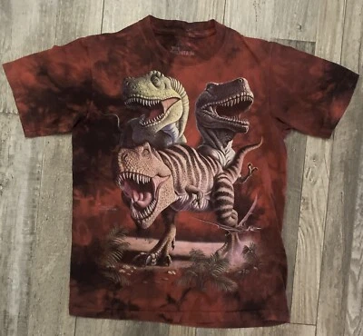 Camiseta THE MOUNTAIN - Rojo Tie Dye Dinosaurio Tema T Rex Dinos, Niños Niños Jóvenes L Foto 1 de 4