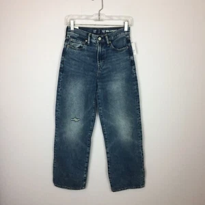 NWT Gap Teen 90s Loose Jeans Size 12 Juniors Medium Blue Denim Destroys Mid Rise - Picture 1 of 5