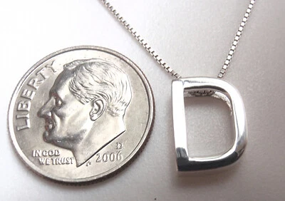 Letter D 925 Sterling Silver Pendant  Simple and Beautiful    small - Image 1 of 4