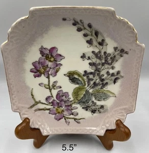 Hand Painted Porcelain Ceramic Square Shape Dessert Plate Floral Design 5.5” - Picture 1 of 7