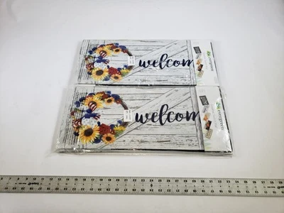 Lot of 2 Evergreen Sassafras American Floral Welcome Switch Mat 431838 3/Pack - Image 1 of 4