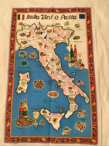 Tea Towel Of Italy Wine And Pasta 100% Pure Cotton 23’’X 35’’ Crisp Colorful New - Picture 1 of 12