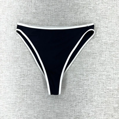 L Space Bikini Bottom Womens Medium Black Cream Trim Nora High Leg & Waist - Image 1 of 4