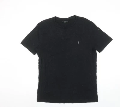 AllSaints Men's Black Medium Crew Neck Cotton Graphic T-Shirt - Image 1 of 4