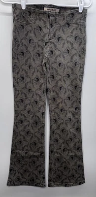 Vintage Paris Blues Pants Y2K Black & Gray Low-Rise Flared Floral USA Rare Sz 7 - Image 1 of 4