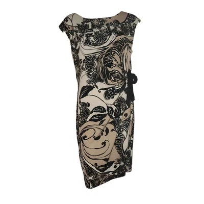 Платье женское Dressbarn размер 16P 16 миниатюрное коричневое черное с цветочным рисунком искусственное с запахом женское - Изображение 1 из 4