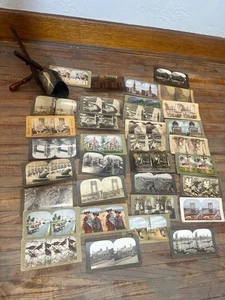 Vintage Stereoscope Viewer Stereoview Cards Keystone View Lot Buildings Soldiers - Picture 1 of 20