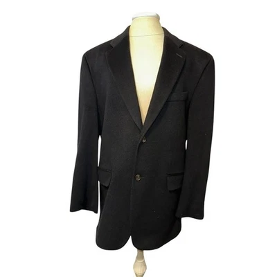 Blazer Ralph Lauren Negro 43R 100% Cachemira Abrigo Chaqueta Ropa de Trabajo Suave Lujo Foto 1 de 4