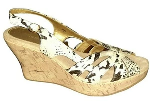 Women's Fioni Snake Print Slip on Sling Backs Wedges Heels Sandals Size 7.5 s58 - Picture 1 of 9