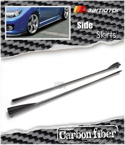 Carbon Fiber Side Skirt Extensions 2PCS fits 2008-14 Subaru WRX STi Wagon Sedan - Picture 1 of 5