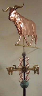   BULL COPPER weathervane, QUALITY WEATHERVANE PARTS,sold as shown. - Image 1 of 4