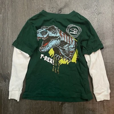 Camiseta Toughskins Niños Top Manga Larga Verde Gráfico T-Rex Talla M 5/6  Foto 1 de 4