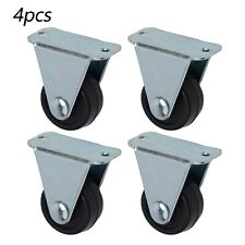 Durable 1 Inch Rigid Rubber Caster Wheels Set of 4 Non Swivel Top Plate