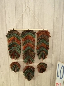 Brown Blue Feather Macrame Wall Hanging Boho Wicca Pagan Unique House Home Gift - Picture 1 of 6