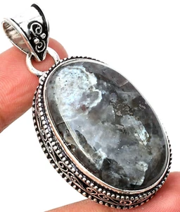 Larvikite Gemstone 925 Sterling Silver Handmade Jewelry pendant 1.77" - Picture 1 of 7