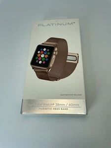 Platinum Magnetic Stainless Steel Mesh Band Apple Watch 41/40/38mm 1-9, 42mm 10 - Picture 1 of 6