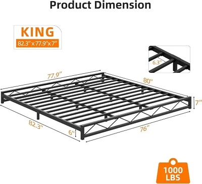Metal Bed Frame Twin/Full/Queen/King Size Platform Heavy Duty Steel Slat Support - Image 1 of 4