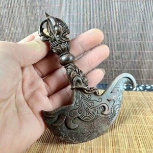 Bronze Dragon Head Subduing the Devil Pestle Ornament Collection Talisman Statue - Picture 1 of 6