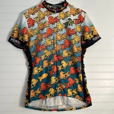 Camisa de ciclismo feminina Primal Wear XL estampa de peixe três bolsos traseiros EUA VINTAGE - Imagem 1 de 4
