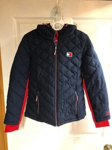 Tommy Hilfiger Mujer Chaqueta Corta con Capucha Cremallera Frontal Embalable Azul Marino Talla Pequeña - Imagen 1 de 15