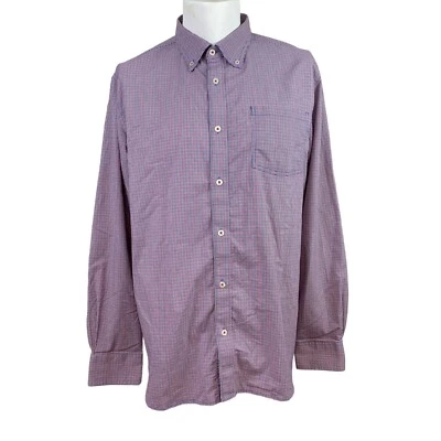 MOUNTAIN KHAKIS Micro Check Mens Large Button Down Long Sleeve Shirt Blue Red - Image 1 of 4