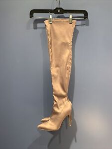 Charlotte Russe Silk Rose Stiletto Crotch Over Knee Boots Sz 7 Thigh Boots Dance