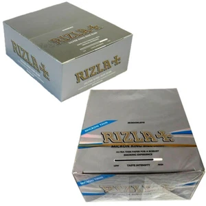 RIZLA SILVER KING SIZE SLIM, SILVER MICRON CIGARETTE SMOKING ROLLING PAPERS - Picture 1 of 6