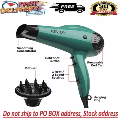 Revlon Professional Ionic Hair Blow Dryer Blower 1875W Volume Boost w/ Diffuser - Image 1 of 4