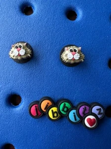 Pair of (2) Cute Cat Face Authentic Jibbitz Shoe Charms for Crocs! Retired (New) - Picture 1 of 28