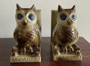 Vintage Ceramic Owl Bookends Pair Enterprise Exclusive 1960s Made in Japan - Picture 1 of 8