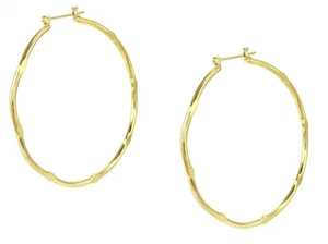 Pendientes de aro de tubo hueco chapados en oro de 14k de 2, 1,5, 1/4 pulgadas una gota hechos en EE. UU. - Imagen 1 de 2