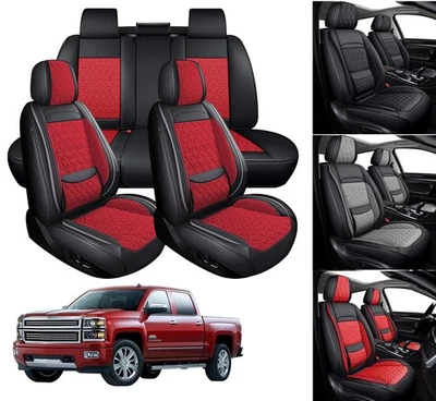 Leather Car Seat Covers Fits Chevrolet Silverado 2009-2024 1500 2500 3500 Pickup Foto 1 de 4