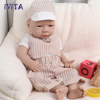 IVITA 18'' Handmade Reborn Baby Boy Lifelike Full Body Silicone Boy Doll - Image 1 of 4