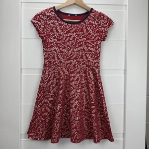 Guess Dress Girls Large Red All Over Logo Print Short Sleeve Casual Skater Style - Picture 1 of 6
