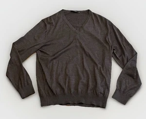 Suéter Ermenegildo Zegna Casheta Claro Cachemira Seda Cuello en V Marrón XXL 56 Italia - Imagen 1 de 4