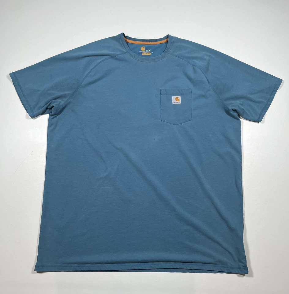 Camisa Carhartt masculina 3XL alta azul bolso relaxado roupa de trabalho manga curta 100410 - Imagem 1 de 4
