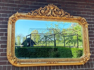 Mirror French Louis XVI Gold Gilt Ornate Wall Décor Cherub Floral Baroque - Image 1 of 4