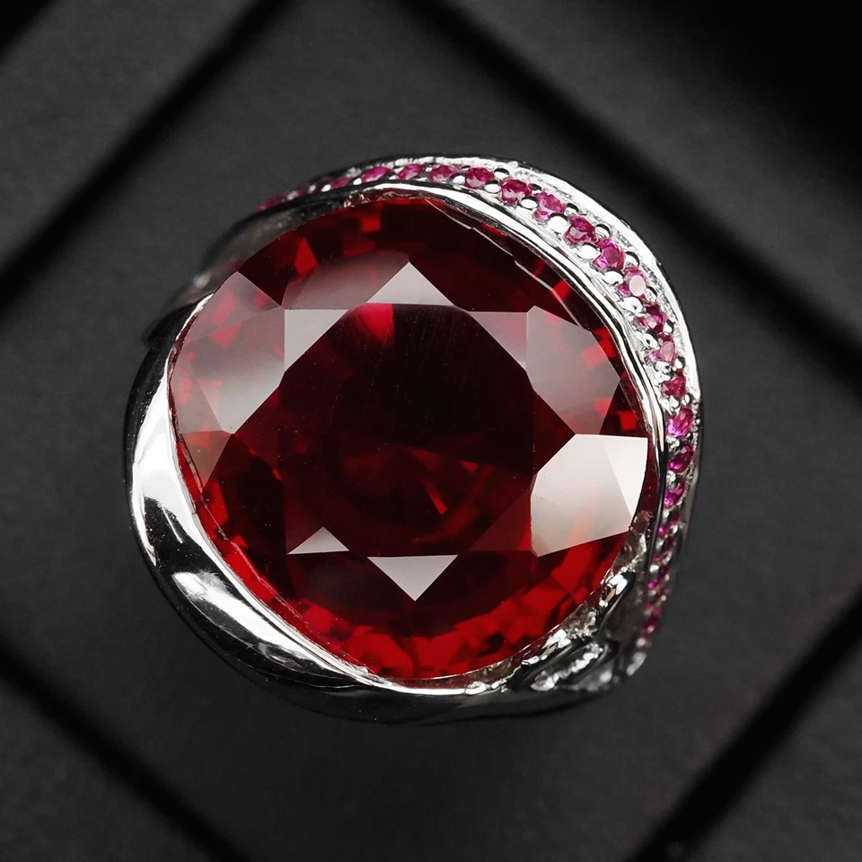 Sparkling Blood Red Spinel 25.75Ct 925 Sterling Silver Handmade Rings Size 5.5 - Image 1 of 1
