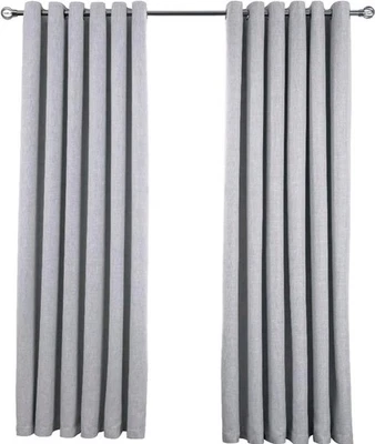 Sleepdown Linen Look Eyelet Blackout Lined Curtains Thermal Insulated 46" x 54" - Image 1 of 4