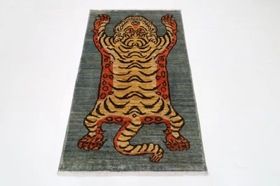 3 x 5 ft Tiger Animal Area Rug Afghan Traditional Hand Knotted Wool oriental Rug - Image 1 of 4
