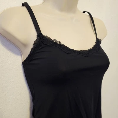 Camiseta sin mangas Y2K Sophie B Intimates negra cami S XS encaje ribete elástico caprichoso  Foto 1 de 4